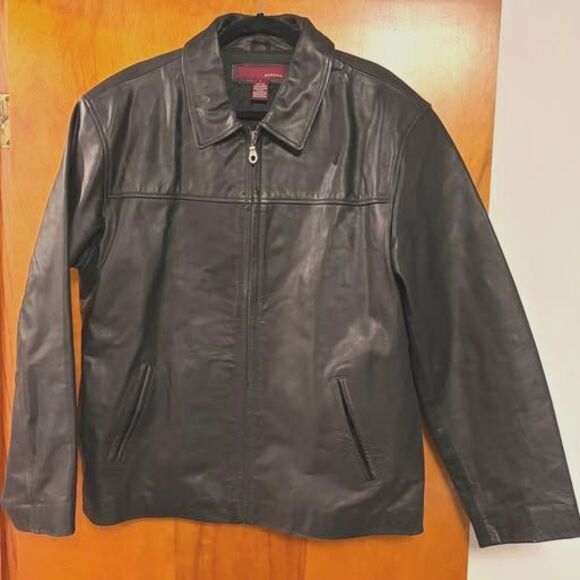 Merona Other - Merona Men’s Black Genuine Leather Jacket size Large Biker Going out gift